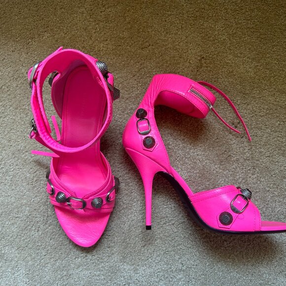 BALENCIAGA Sandal sz.40/9.5 Studded Carole Sandal in Fluo Pink - Picture 1 of 7
